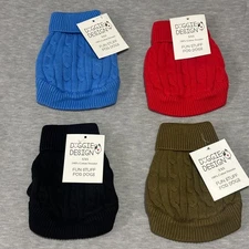 Doggie Design Cotton Tight knit Cable Dog sweater Size XXS  Multi color Winter