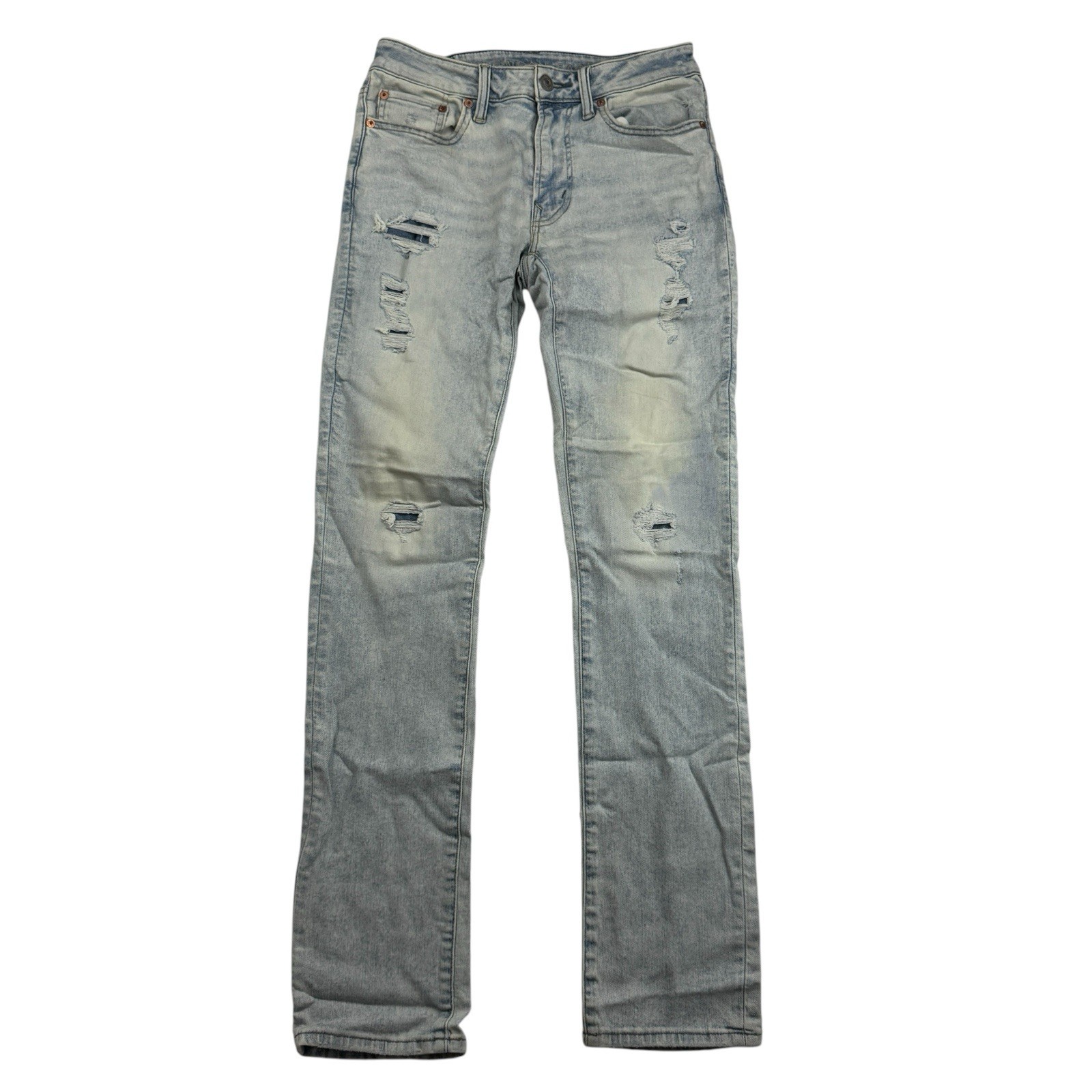 American Eagle Airflex 360 Slim Fit Denim Blue Jeans 30x34 Light Wash Distressed