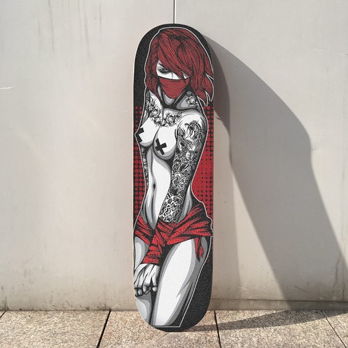 Hupery Skateboard Grip Tape Longboard Griptape Sexy Tattoo Women Waterproof G... - Picture 4 of 8