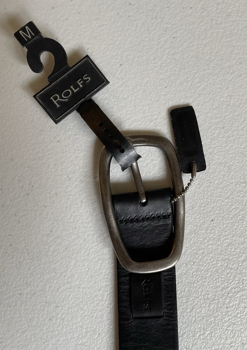 Rolfs Womens Belt Sz M Leather Metal Black Artsy Waist Belt  display picture 2