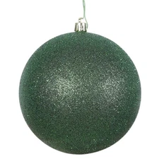 Vickerman N591524DG Emerald Glitter Drilled Ball Ornament  6 in. - 4 per Bag