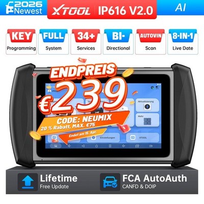 XTOOL IP616 V2.0 Bidirektionales OBD2-Diagnosegerät Schlüsselprogrammierung