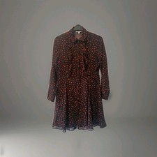 Topshop Shirt Dress 12 Size black red spring work party knee length long sleeve