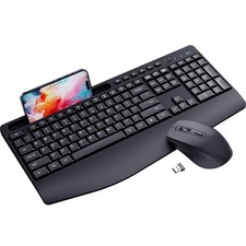 Ergonomic Wireless Keyboard and Mouse Combination, 2.4GHz Quiet Full Length M...