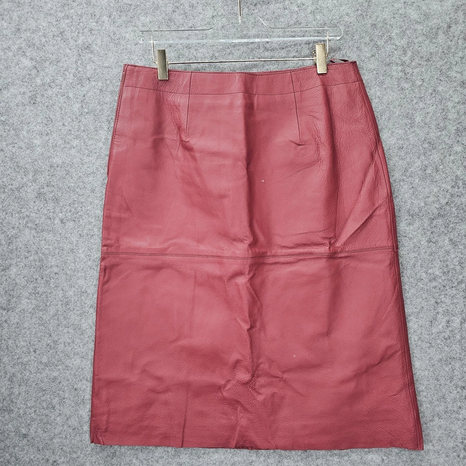 Falda De Colección Borgoña Cuero Genuino Mujer 12 L Rojo Lápiz Y2K Newport 32x26 Foto 2 de 4