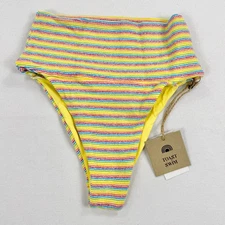 Free People Toast Swim Women’s Banded Waist Ribbed Bikini Bottom Small Rainbow
