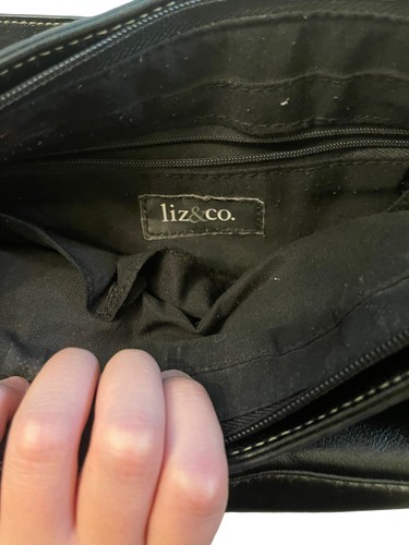 Liz Claiborne Liz&Co Black Faux Leather Shoulder Tote Satchel Purse Zip - Picture 4 of 6