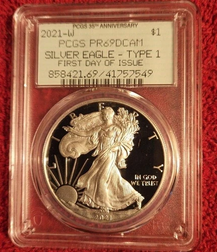 2021 w proof silver American eagle- type 1 PCGS PR 69 DCAM First Day of Issue