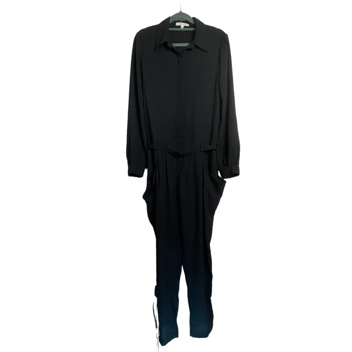 Vanessa Bruno Jumpsuit Belted Long Sleeve Pockets Black Women s