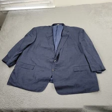 Oak Hill Linen Blazer Mens 5XL 62/64R Blue Pockets Suit Jacket Sport Coat