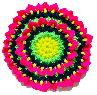 Pink Crochet Doily Table candle Mat Thalposh centerpiece runner Handmade mandala