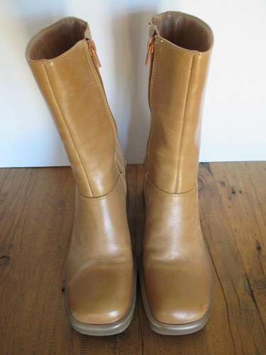 Steve Madden Fantsie Tan Leather Platform Mid-Calf Boots Size 9 - Picture 3 of 11
