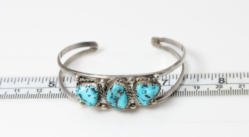 Native American Sterling Silver Turquoise Cuff Bracelet 6" - 2914 - Picture 6 of 6