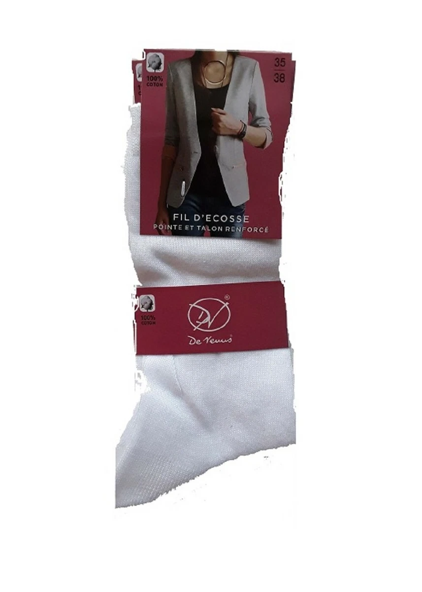 G.T.I. LOT 3 PAIRES CHAUSSETTES FEMME FIL D COSSE 100 COTON eBay