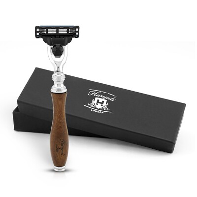 3 Edge Rasierer für Herren, Damenrasierer, Ergonomischer Herrenrasierer, Holzgesichtsrasierer