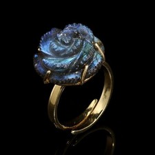 925 Sterling Silver Labradorite Gemstone Ring Handmade Gold Plated Jewelry