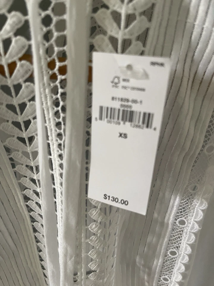 Banana Republic Long Sleeve Cotton Lace Detail Blouse -XS -NWT — 第 2/4 张图片