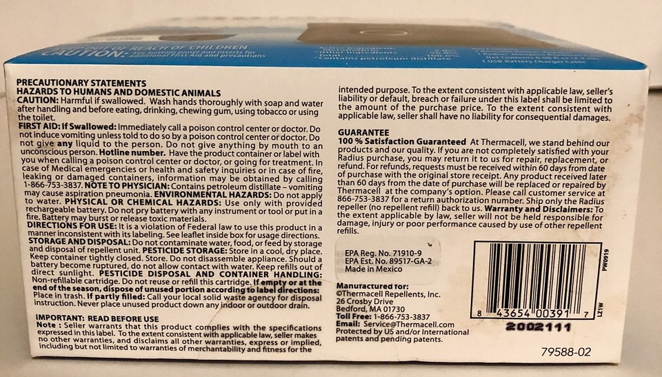 Thermacell Radius Zone Mosquito Repellent No Spray Scent Free