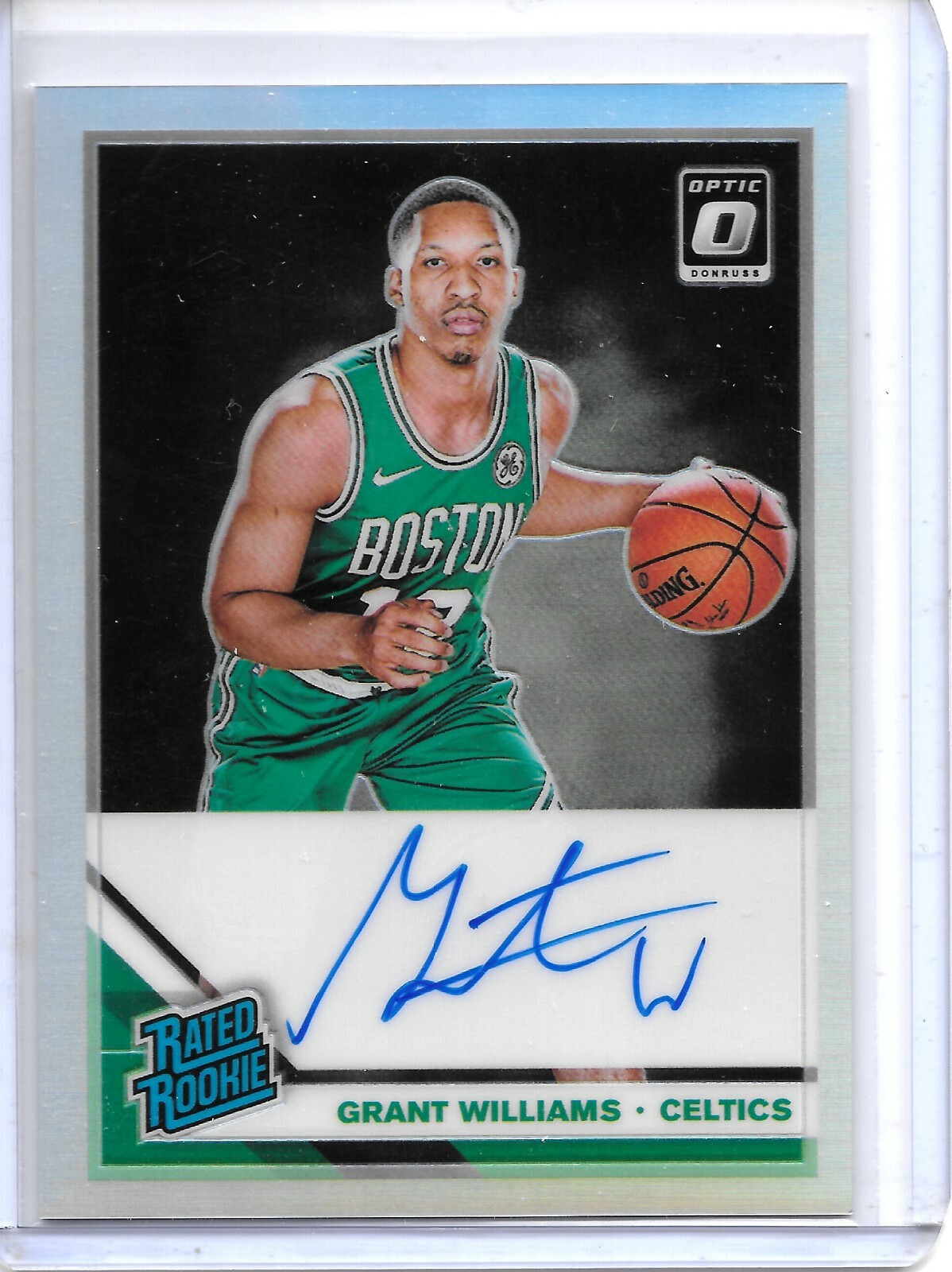 2019-20 Donruss Optic GRANT WILLIAMS SILVER PRIZM RATED ROOKIE SP AUTO CELTICS!!