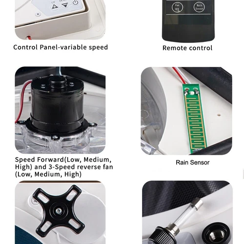 RV Trailer Roof Vent 12V Caravan Vent RV 10 Speed Remote Control Rain Sensor 14" - Picture 6 of 13