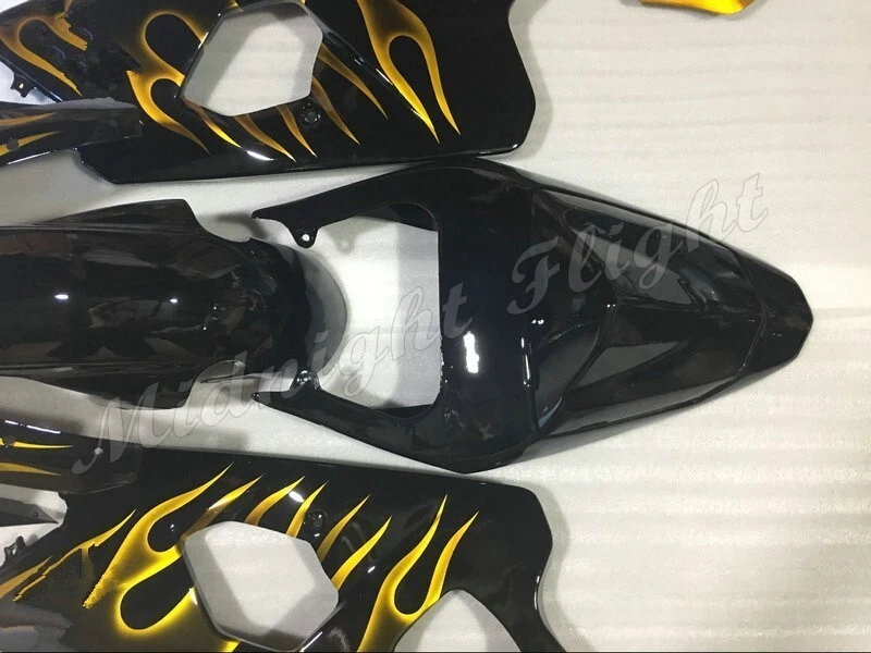 Fairing Kit for Suzuki GSXR600/750 K4 2004-2005 Gold flame Black ABS Body Panels Foto 4 de 4
