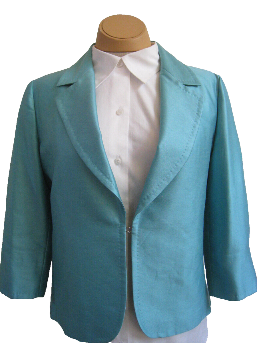 MAXMARA TURQUOISE COTTON-SILK BLEND JACKET WOMEN'S US D 38 F 40 MADE IN  ITALY