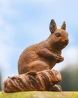 Rustic Cast Iron "Wild Squirrel" Sculpture Outdoor Garden Ornament 
