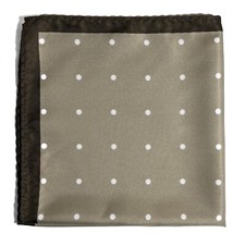 Silk-Like Taupe Brown Polka Dot Pocket Square Handmade 