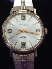 1973 CARAVELLE by BULOVA 7J with Date Water Resistant 11DPD Movement Wristwatch