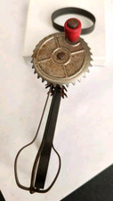 Vintage 1950s Child's Metal Egg Beater Hand Mixer Toy Red Wood Handle