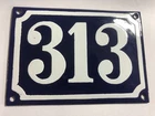 Vintage 1960-tis Handmade Iron Porcelain 4x5.5 Inch Street House Number Sign 313