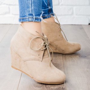 faux suede wedge booties