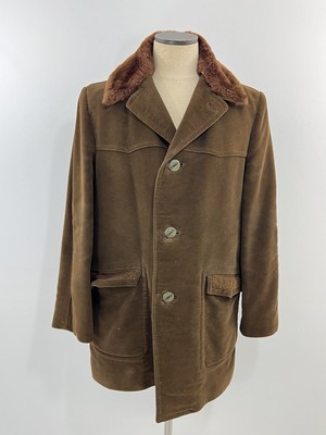 Abrigo de Invierno Cortefiel España Marrón Botones Años 70 De Colección  Para Hombre M/L Cuello de Piel Extraíble - Main Image