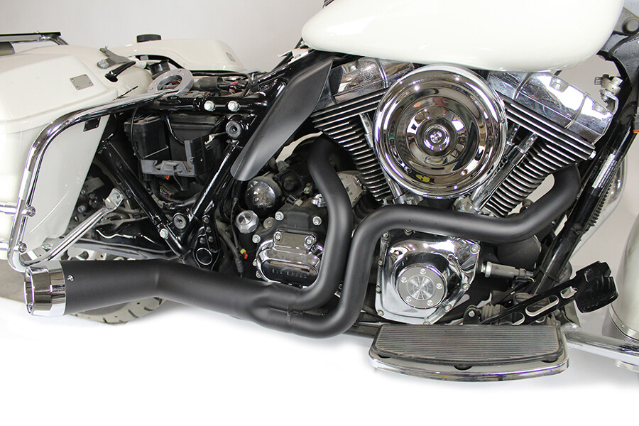 Harley Black Exhaust FLT 1985-2005 Offset Megaphone 2 Into 1 V-Twin 29-0034 CE
