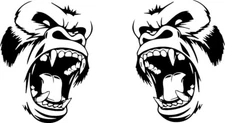 14" Angry Gorilla mirrored set CHOICE OF COLOR * vehicle Vinyl Decals FREE SHIP!