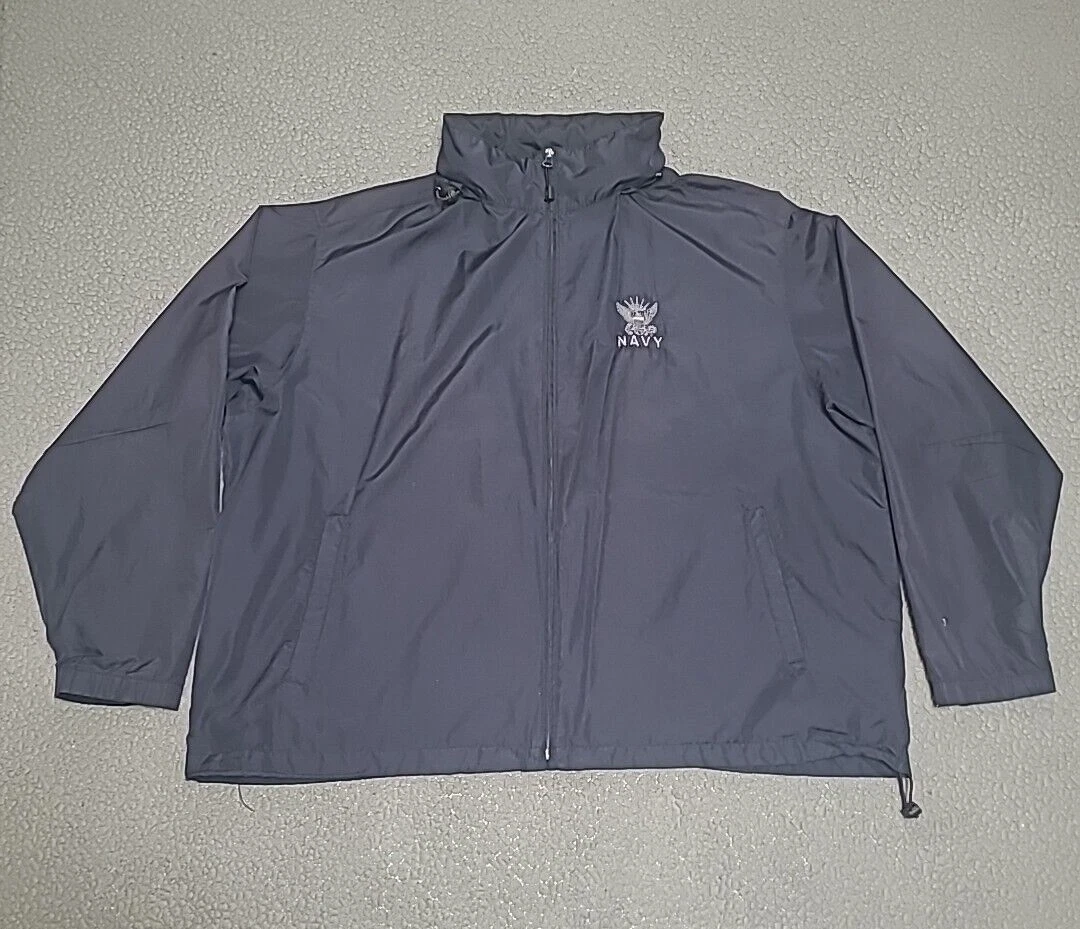 Navy Windbreaker Men’s XL Full Zip Hooded All Weather Wear Lightweight North End