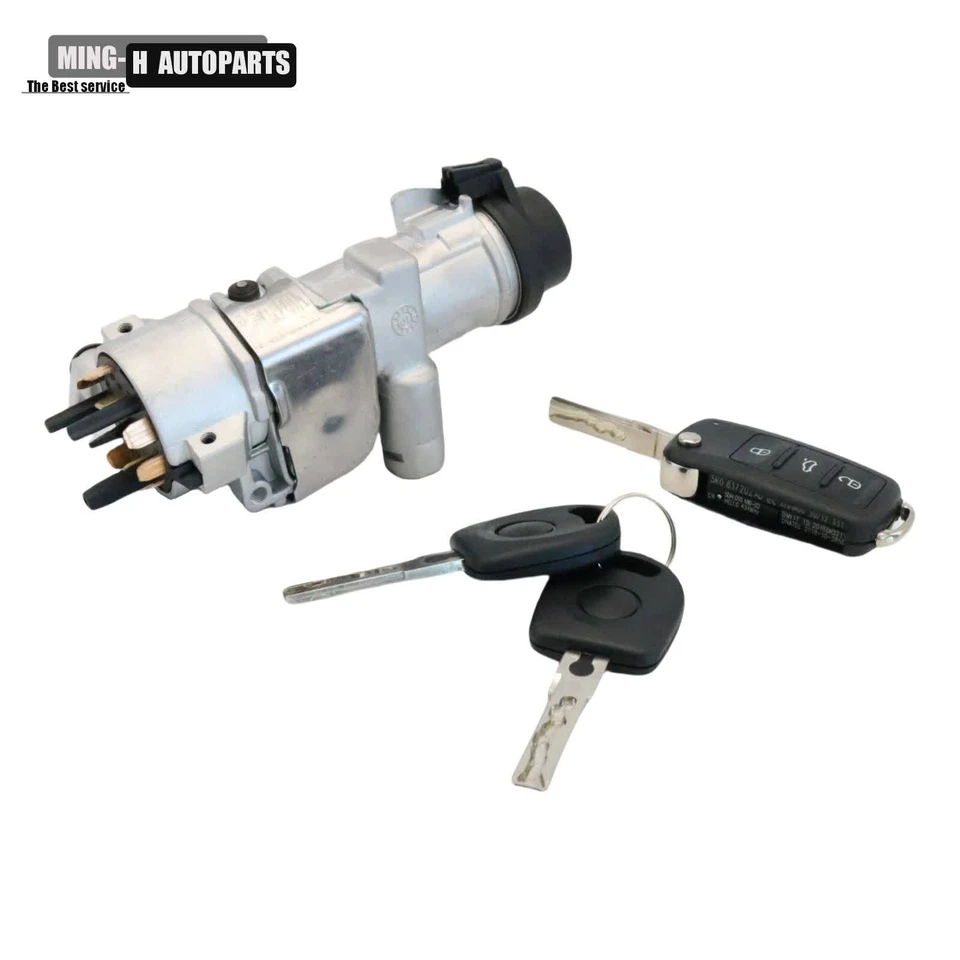 Conjunto de cilindro de bloqueo de encendido con carcasas de llave para Audi 1998-09 A4 4B0905851P Foto 3 de 4