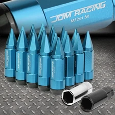 JDM ALUMINUM SKY BLUE RIM LUG NUTS WITH CAP+KEY 20PCS M12X1.5 23MM OD/83MM TALL
