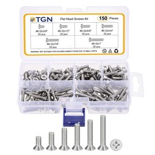 #8-32 Flat Head Screws Bolts Kit - 150pcs - 304 Stainless Steel - Silver