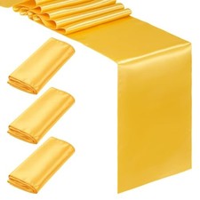 4 Pack Satin Table Runner Long Satin Table Runner for 12 x 108 Inch Light Gold