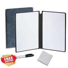 Portable Dry Erase Whiteboard Notebook 9.5x6.6 Blue Reusable