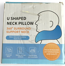 U Shaped Neck Pillow 360  Travel Support Cushion with Memory Foam - Light Grey