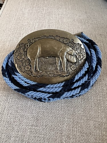Vtg Brass ADM Belt Buckle Hog Pig
