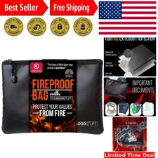 Ultimate Fireproof Money Bag 10" x 13" - Protect Cash & Documents from Disasters