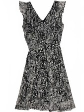 Vintage Dona Canada Made Black White Floral Lace Empire Waist Midi Dress Sz S