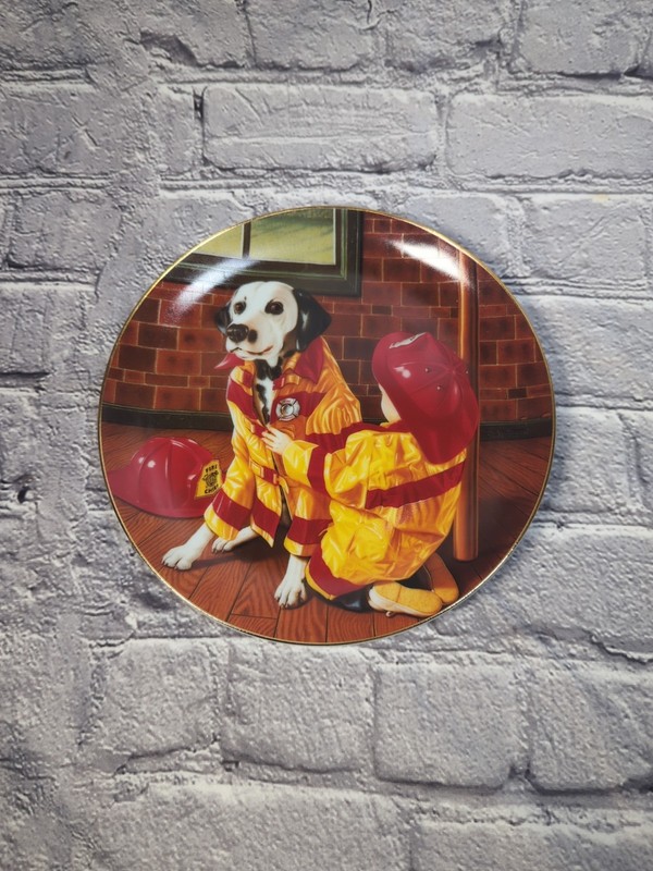 The Danbury Mint 1992 Fire Capers The Chief Dalmatians Plate B7814