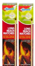 2 Pack Diamond Extra Thick Long Reach Matches 75 Count per Box - 150 Total - NEW