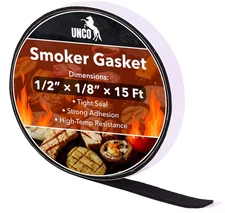 UNCO Smoker Gasket - 15 Ft, 1/2"X1/8", High Temp Grill & BBQ Gasket