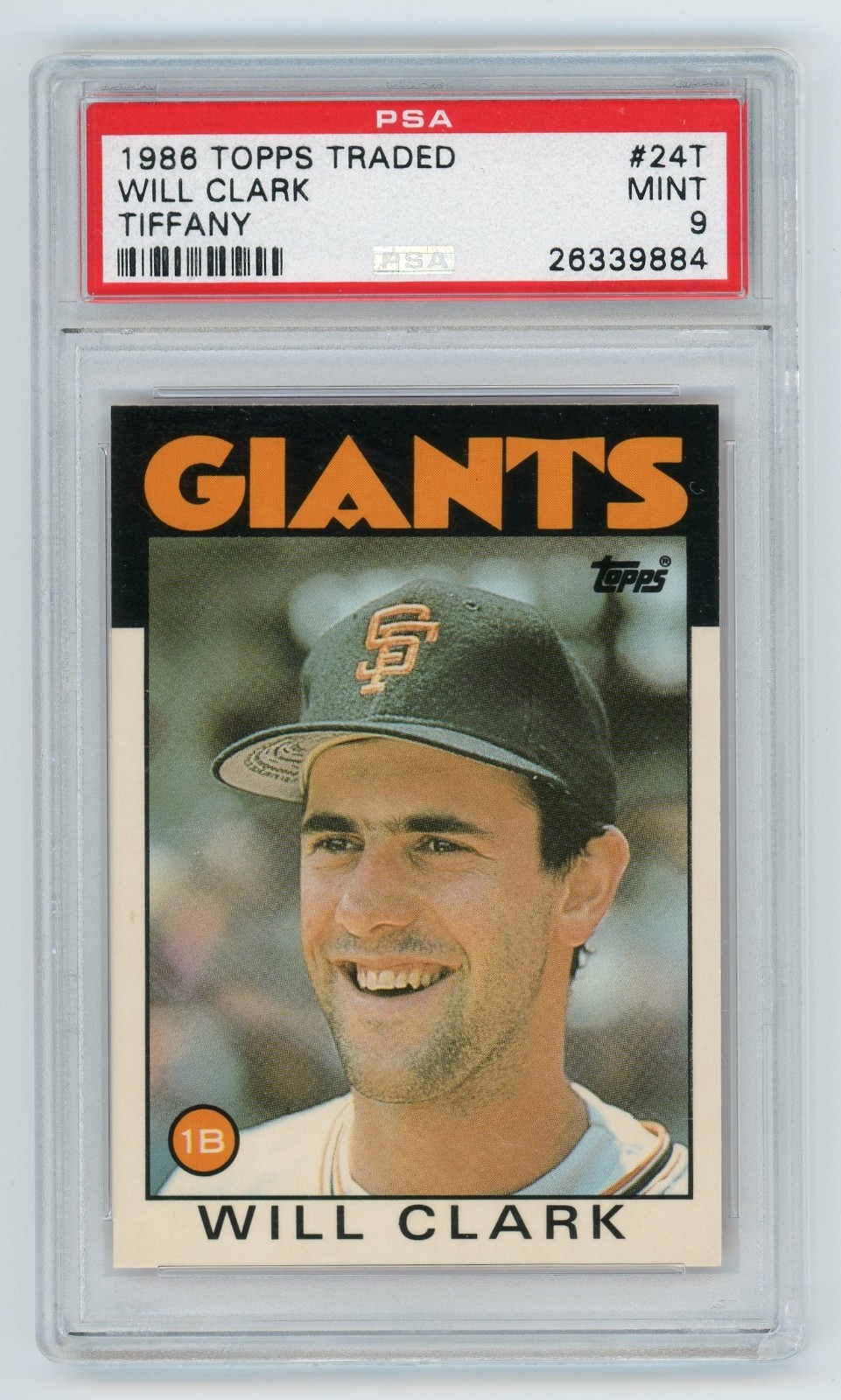 Will Clark 1986 Topps Traded Tiffany Rookie Rc Card PSA 9 Mint - MLB Giants MSU