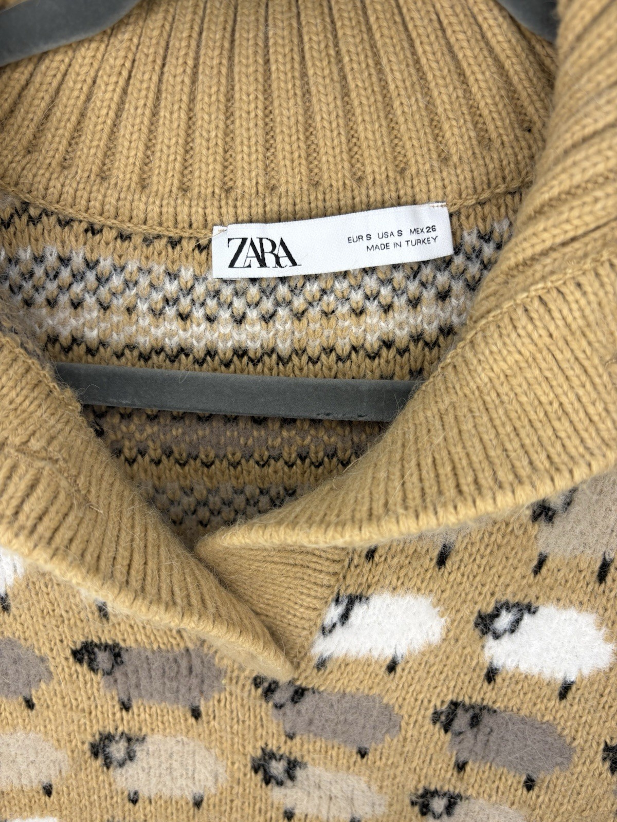 Zara Collared Sheep Pattern Knit Pullover Sweater… - image 2